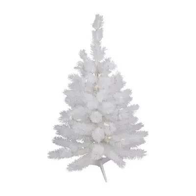 Northlight White Alaskan Artificial  Warm White Led Lights 3 Foot Pre-Lit Pine Christmas Tree