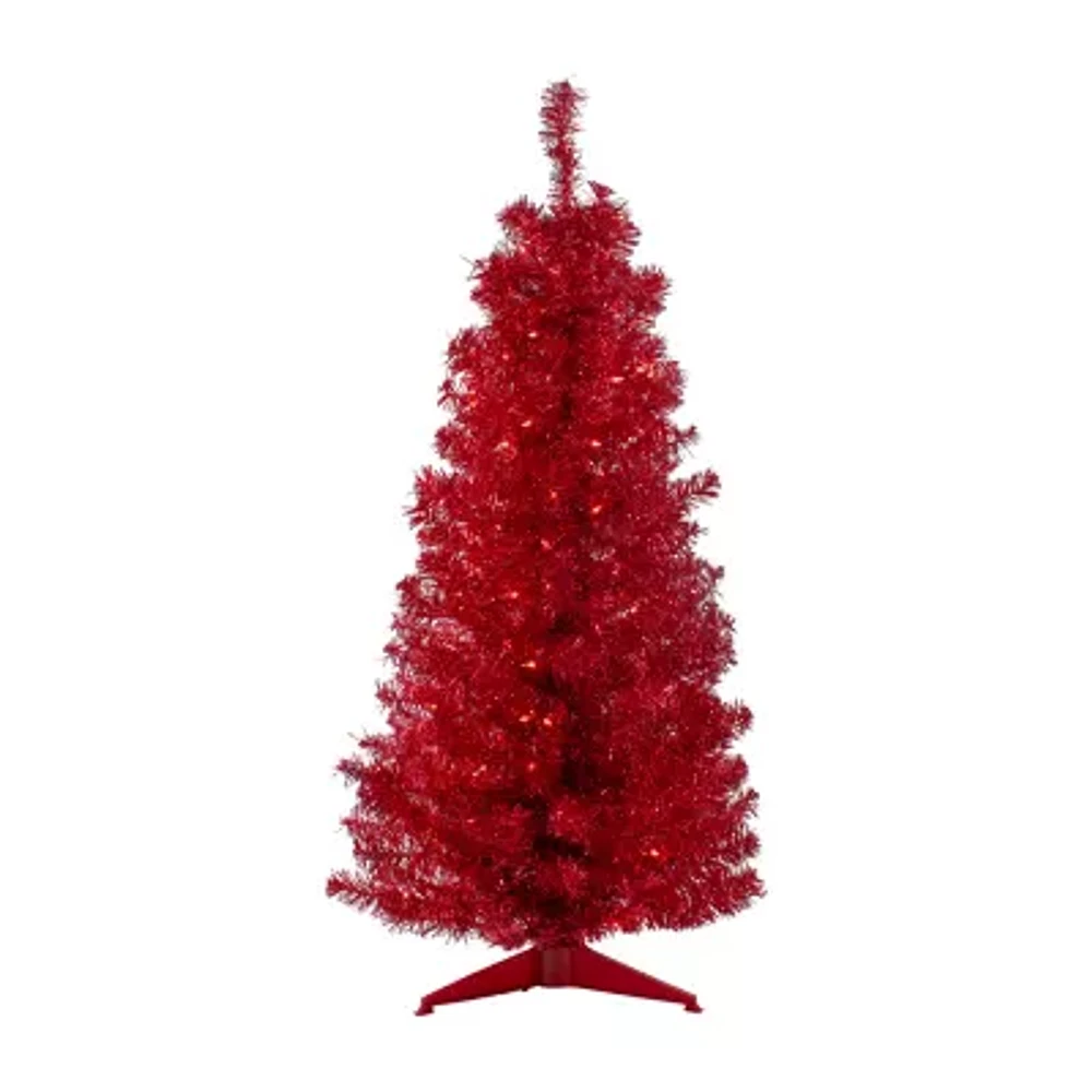 Northlight Slim Red Artificial Clear Lights 4 Foot Pre-Lit Christmas Tree