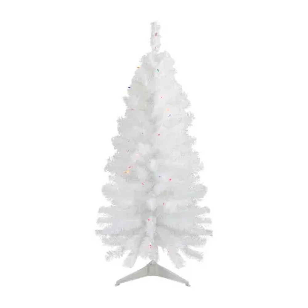 Northlight White Slim Artificial Lights 4 Foot Pre-Lit Pine Christmas Tree