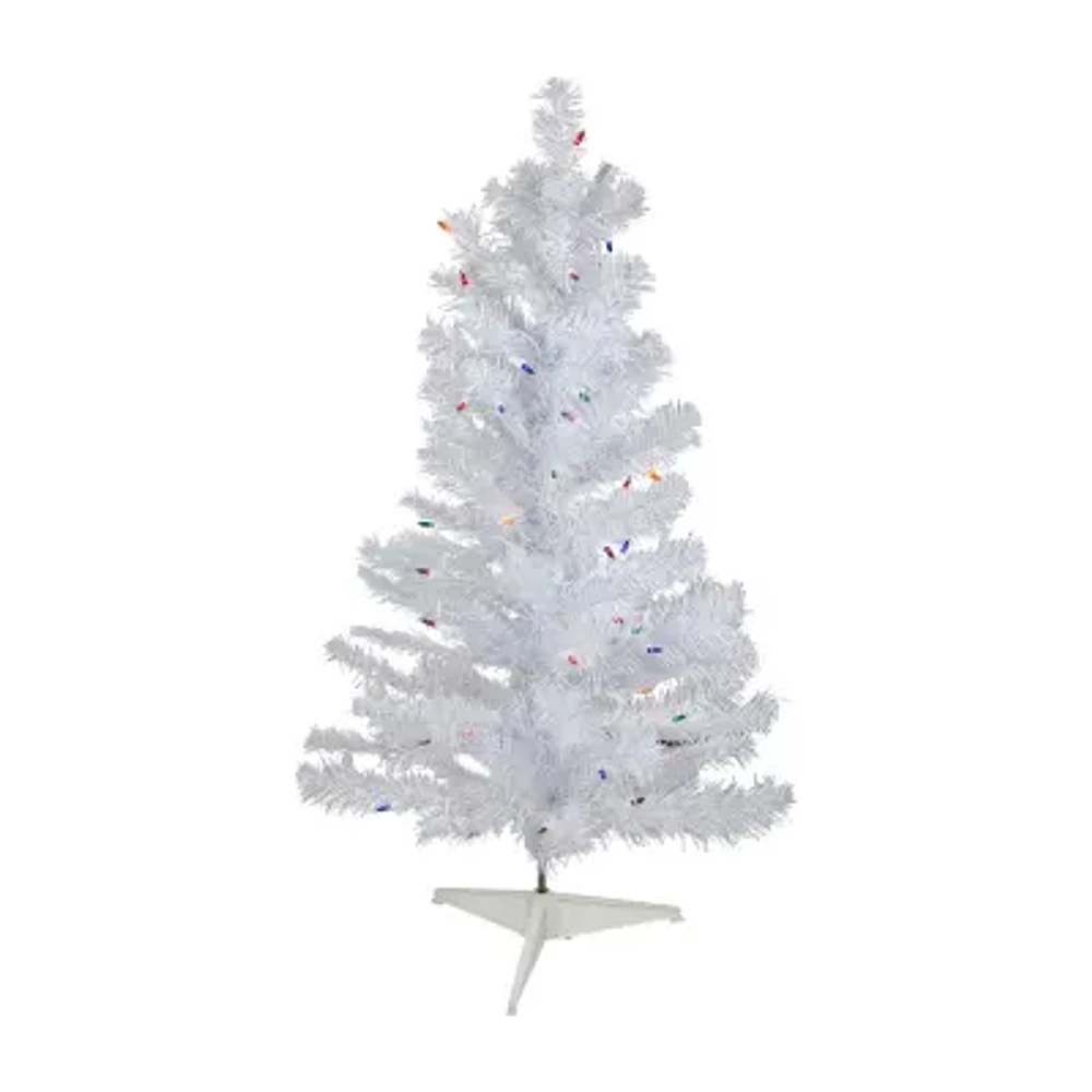 Northlight White Iridescent Artificial Multi Lights 3 Foot Pre-Lit Pine Christmas Tree