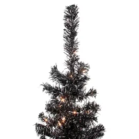 Northlight Black Artificial Tinsel  Clear Lights 4 Foot Pre-Lit Christmas Tree