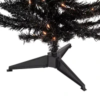 Northlight Black Artificial Tinsel  Clear Lights 4 Foot Pre-Lit Christmas Tree