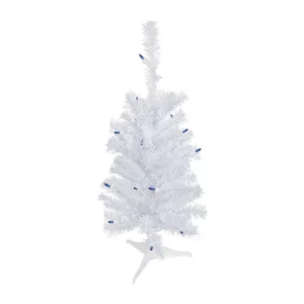 Northlight Woodbury White Slim Artificial Blue Lights 2 Foot Pre-Lit Pine Christmas Tree