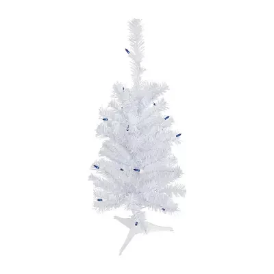 Northlight Woodbury White Slim Artificial  Blue Lights 2 Foot Pre-Lit Pine Christmas Tree