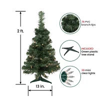 Northlight Slim Blackwater Artificial Clear Lights 2 Foot Pre-Lit Fir Christmas Tree