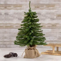 Northlight Potted Downswept Mini Village Medium Artificial Unlit 1 1/2 Feet Pine Christmas Tree