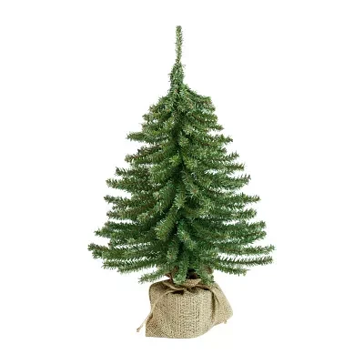 Northlight Potted Downswept Mini Village Medium Artificial Unlit 1 1/2 Feet Pine Christmas Tree