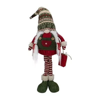 Northlight 28in Red And Green Fair Isle Standing  Girl Christmas Gnome