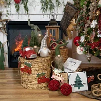 Northlight Set Of 2 Beige And White Gingham Nordic Christmas 13in Christmas Gnome