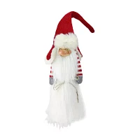 Northlight 35in Red And White Christmas Slim Santa  With White Fur Suit And Red Hat Gnome