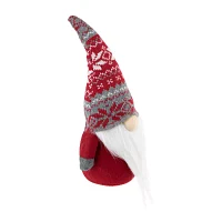 Northlight 12in Red And Gray Standing  With Nordic Hat Christmas Decoration Gnome