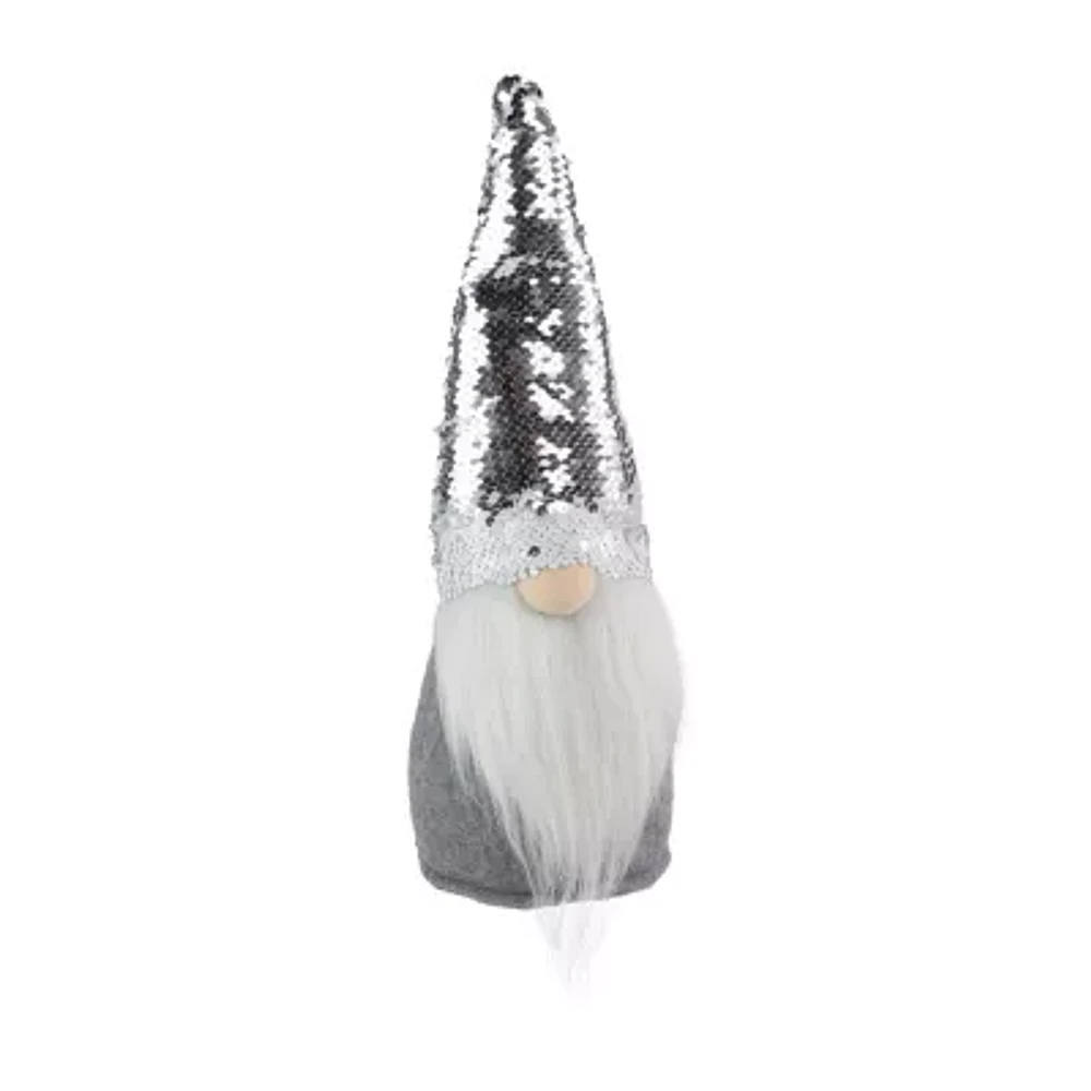 Northlight 14in Gray Standing Christmas  With Silver Flip Sequin Hat Gnome