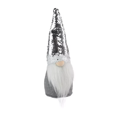 Northlight 14in Gray Standing Christmas  With Silver Flip Sequin Hat Christmas Gnome