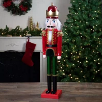 Northlight 35.5in Red And Green Velvet Wooden  King Christmas Nutcracker