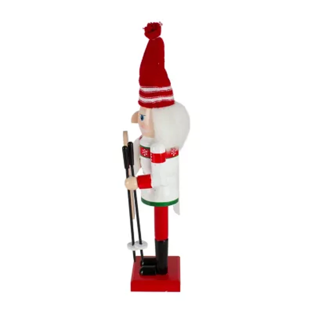 Northlight 14in Red And White Wooden Skiing Christmas Nutcracker
