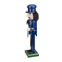 Northlight 14in Blue And Black Wooden Police Officer Christmas Nutcracker