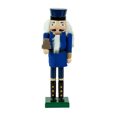 Northlight 14in Blue And Gold Wooden Mail Carrier Christmas Nutcracker