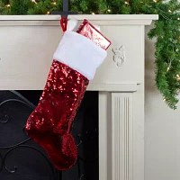 Northlight 22in Red And Silver Reversible Sequined Christmas Stocking