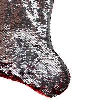 Northlight 22in Red And Silver Reversible Sequined Christmas Stocking