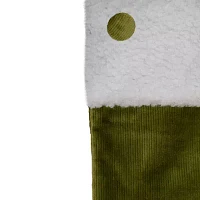 Northlight 20.5-Inch Green And White Corduroy Christmas Stocking