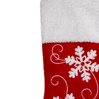 Northlight 20.5-Inch Red And White Velvet With White Snowflake Christmas Stocking