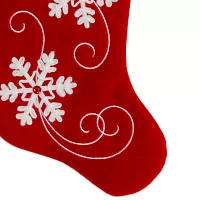 Northlight 20.5-Inch Red And White Velvet With White Snowflake Christmas Stocking