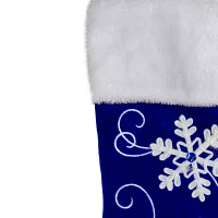 Northlight 20.5-Inch Royal Blue Velvet And White Snowflake Christmas Stocking