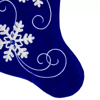 Northlight 20.5-Inch Royal Blue Velvet And White Snowflake Christmas Stocking