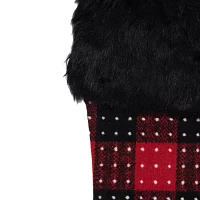 Northlight 21.5in Red And Black Plaid With Dots And Faux Fur Cuff Christmas Stocking