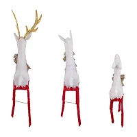 Northlight Set Of 3 Lighted Red Reindeer Family Christmas Yard Art