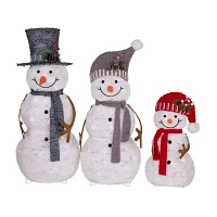 Northlight Set Of 3 Lighted Snowman Family  39.5in Christmas Yard Art