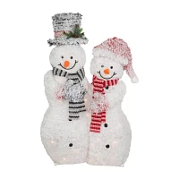 Northlight 39in Lighted Snowy Tinsel Snowman Couple Christmas Yard Art