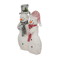 Northlight 39in Lighted Snowy Tinsel Snowman Couple Christmas Yard Art