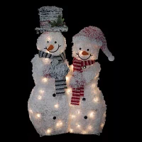 Northlight 39in Lighted Snowy Tinsel Snowman Couple Christmas Yard Art