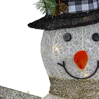 Northlight 49in White And Black Led Lighted Snowman With Top Hat Christmas Yard Art