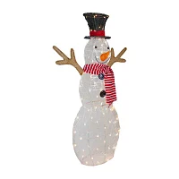 Northlight 48in Led Lighted Snowman With Top Hat And Red Scarf Christmas Yard Art