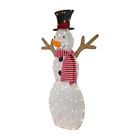 Northlight 48in Led Lighted Snowman With Top Hat And Red Scarf Christmas Yard Art