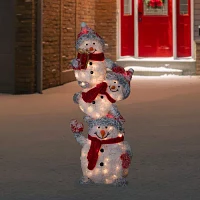 Northlight 42in Lighted Stacked Snowman Family Decoraton Christmas Yard Art