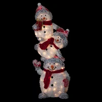 Northlight 42in Lighted Stacked Snowman Family Decoraton Christmas Yard Art