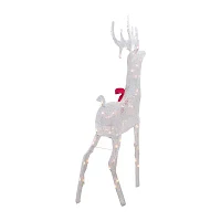 Northlight 52in Lighted White Mesh Standing Buck  Clear Lights Christmas Yard Art