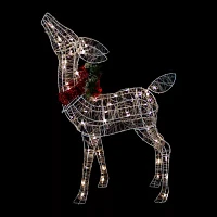 Northlight 35in Led Lighted Standing Reindeer With Bow Christmas Yard Art