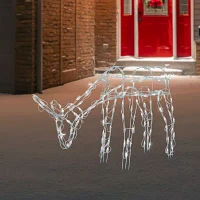 Northlight 42-Inch Lighted White Feeding Reindeer Christmas Yard Art