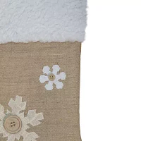 Northlight 20.5in Beige And Ivory Snowflake Embroidered Christmas Stocking