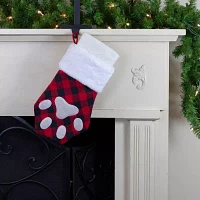 Northlight 15.5in Red And Black Buffalo Plaid Pet Embroidered Christmas Stocking