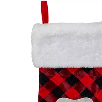 Northlight 15.5in Red And Black Buffalo Plaid Pet Embroidered Christmas Stocking