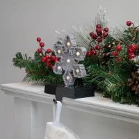 Northlight Silver Glittered Led Lighted Snowflake  7in Christmas Stocking Holder