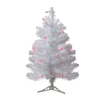 Northlight White Slim Artificial Pink Lights 2 Foot Pre-Lit Pine Christmas Tree