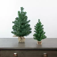 Northlight Slim Artificial With Wood Base Unlit 1 1/2 Feet Pine Christmas Tree