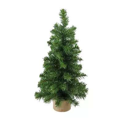 Northlight Slim Artificial With Wood Base Unlit 1 1/2 Feet Pine Christmas Tree