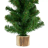 Northlight Slim Artificial With Wood Base Unlit 1 1/2 Feet Pine Christmas Tree